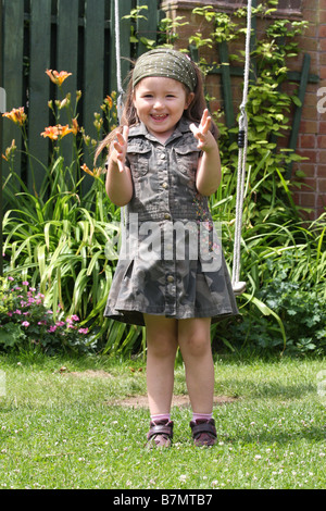 A little four years old girl in bridlington Stock Photo