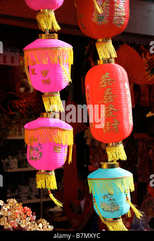 chinese Lanterns in Gerard Street at chinese new year celebrations in London Stock Photo