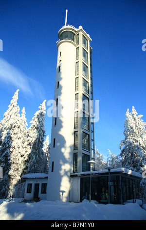 Watch tower on Suur munamägi hill in winter in Haanja, Estonia. Stock Photo