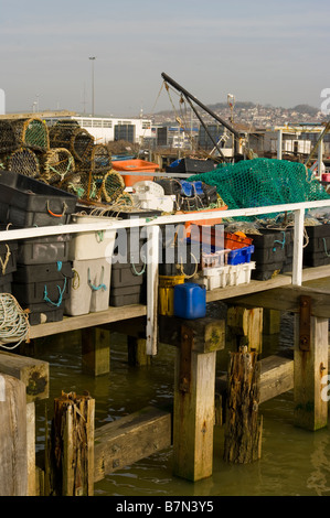 stack pile of Commercial Fishing Lobster Pots Stock Photo - Alamy