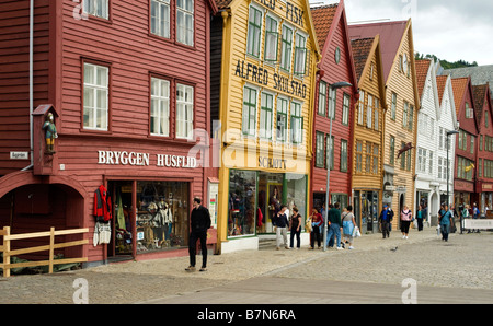 Bryggen, historic Hanseatic commercial buildings in Bergen, Norway Stock Photo