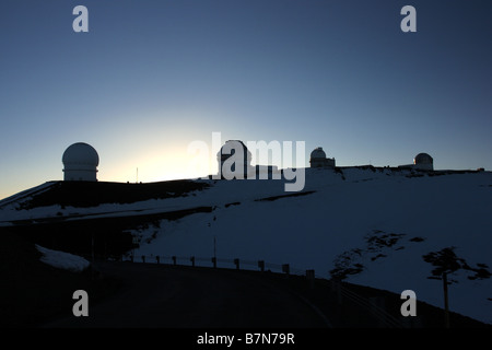 NASA observatory at sunrise at the Mauna Kea in Big Island , Hawaii, USA Stock Photo