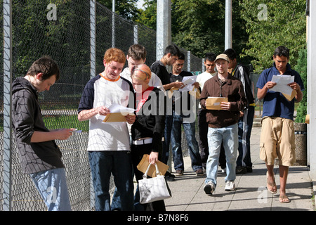 Students wth their A level results Stock Photo