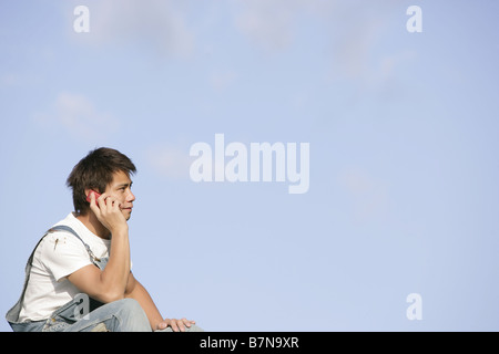 A man speaking by cell-phone Stock Photo