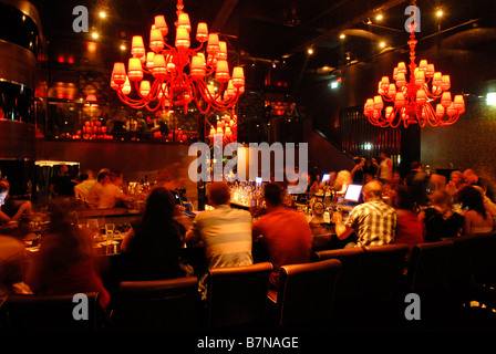 Nightlife scene in 'Gogo' bar at the old port compound, Tel Aviv, Israel Stock Photo