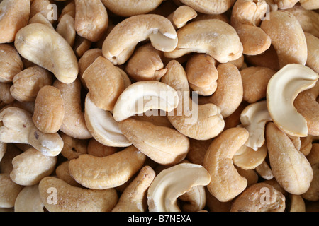 Macro of salted cashew nuts