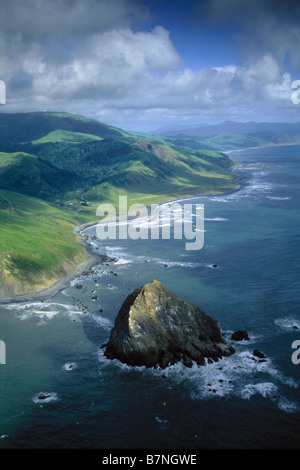 Aerial over Cape Mendocino the most western point in the continental United States Humboldt County CALIFORNIA Stock Photo