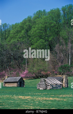 Huts along the roadway, Valley Forge National Historical Park, Pennsylvania. Stock Photo