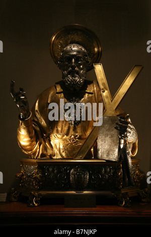 Silver reliquary with relics of Apostle St Andrew in the Amalfi Cathedral in Campania, Italy. Stock Photo