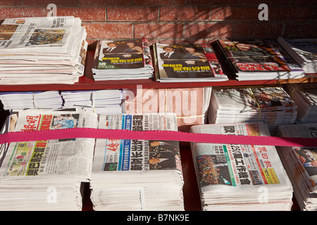 Chinese newspapers. Chinatown San Francisco, California, USA. Stock Photo