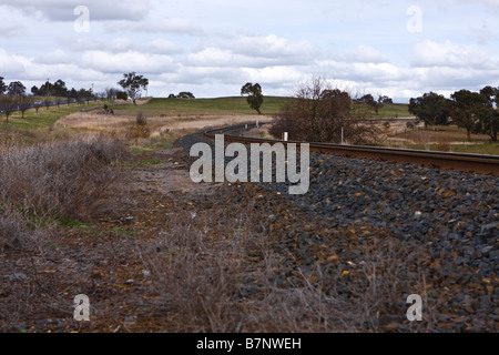 Railway line in country NSW, Australia Stock Photo