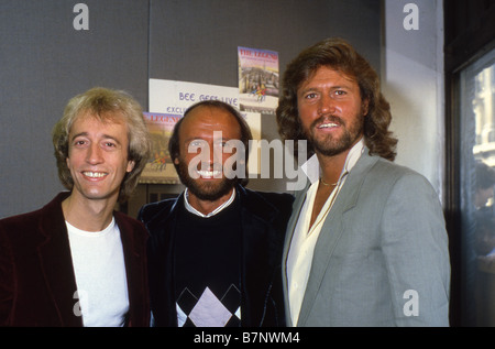 BEE GEES pop group about 1983. from l: Robin, Maurice and Barry Gibb Stock Photo