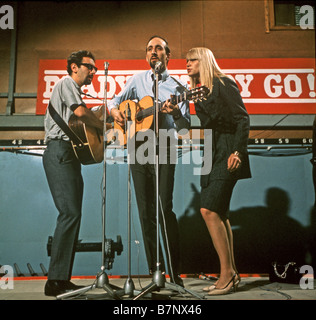 PETER,  PAUL AND MARY US folk trio in 1964 on UK TV's Ready, Steady, Go. Photo: Tony Gale Stock Photo