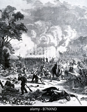BATTLE OF FIRST BULL RUN 21 July 1861. First major land battle in the American Civil War Stock Photo