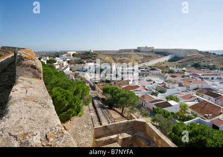 Portugal, The Eastern Algarve, Castro Marim, View From The 11th Century Knights Templar Castle Ruin Over The Town Stock Photo