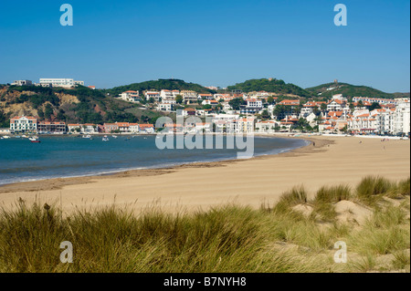 Sao Martinho Do Porto Town, Beach And Lagoon,  the Costa da Prata ( Silver coast ) Stock Photo