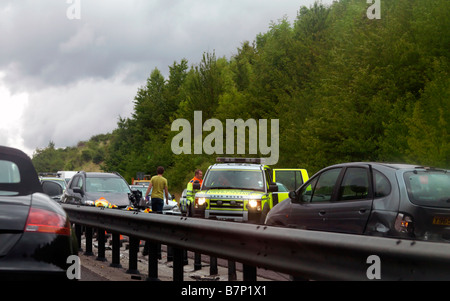 Accident M11 Motorway Cambridgeshire England Stock Photo