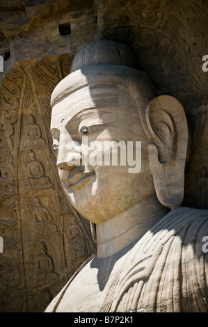 The face of the famous Stone Buddha statue in Datong, China Stock Photo