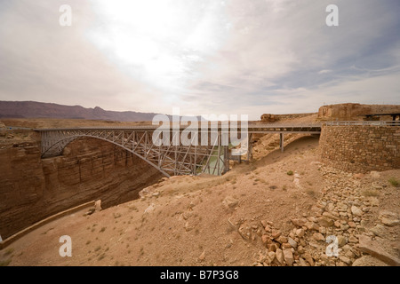 Navajo Bridge - Steel Arch Bridge over the Marble Canyon and the Colorado River in Arizona, USA Stock Photo