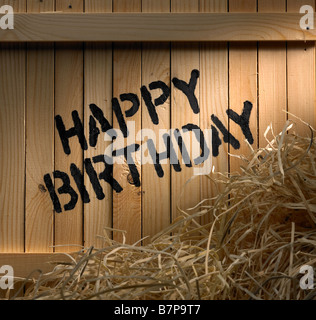 happy birthday crate Stock Photo