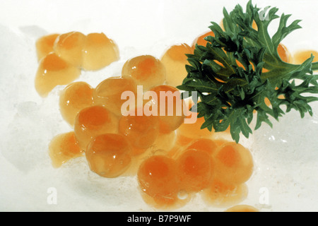 Red caviar, eggs of Chum Salmon (Oncorhynchus keta) Stock Photo