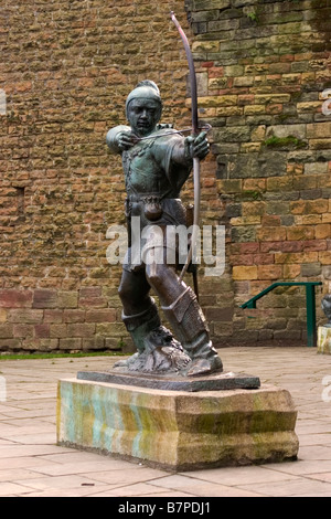 Robin Hood statue outside Nottingham Castle Stock Photo