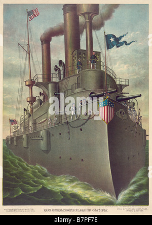 Rear Admiral Dewey's flagship 'Olympia' Stock Photo