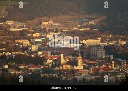 Banska Bystrica town city center and surrounding mountains, Slovakia evening Stock Photo