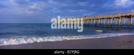 Pier on Atlantic Ocean in Flagler Beach Florida Stock Photo