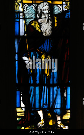 Stained Glass picture of Moses St Lawrence Church Morden Surrey England Stock Photo