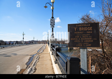 The 'Y' Bridge in Zanesville Ohio Stock Photo