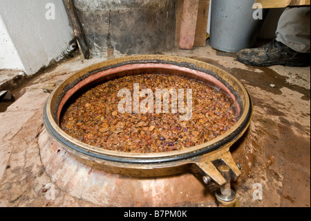 Souma (Tsipouro) destillation in Greece Stock Photo