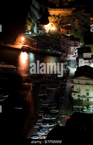 View over Sorrento at night, Campania, Italy from Hotel Bristol Stock Photo