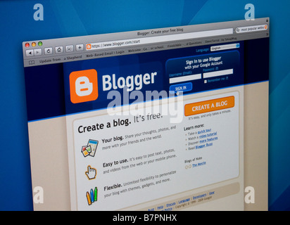 Blogger website homepage displayed displayed on computer screen. Stock Photo