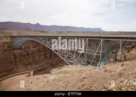 Navajo Bridge - Steel Arch Bridge over the Marble Canyon and the Colorado River in Arizona, USA Stock Photo