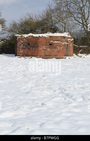 British World War 2 WW2 brick gun emplacement pillbox built for Home Defence in fear of a possible German invasion near Wells Stock Photo