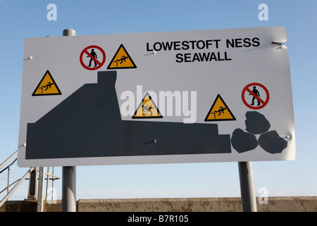 Diagram sign of coastal defences Ness Point Lowestoft Suffolk England Stock Photo