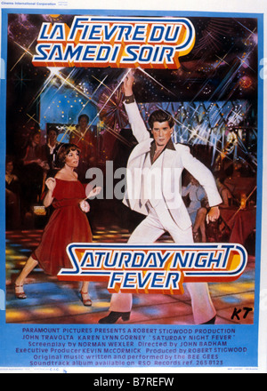 Saturday Night Fever  Year: 1977 USA John Travolta, Karen Lynn Gorney  Director: John Badham Movie poster (Fr) Stock Photo