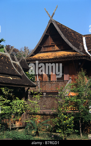 c19th Wooden northern Thai or Lanna style House, Boonma House, Lampang, northern Thailand Stock Photo