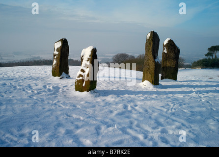 Standing stones on top of the Clent Hills in the West Midlands, UK Stock Photo