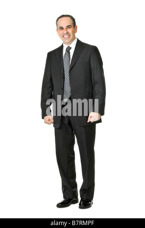 Happy businessman in a suit isolated on white background Stock Photo