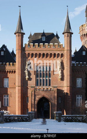 Moyland, Schloßpark im Winter, Blick von Süden auf das Schloß, Detail Eingangsbereich Stock Photo