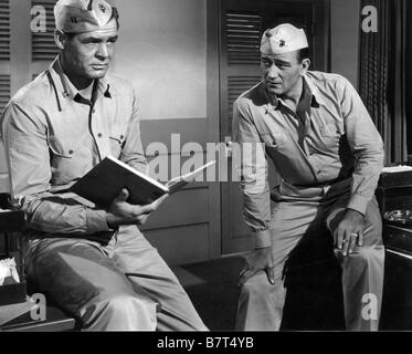 LES DIABLES DE GUADALCANAL Flying Leathernecks  Year: 1951 USA ROBERT RYAN ET JOHN WAYNE  Director: Nicholas Ray Stock Photo