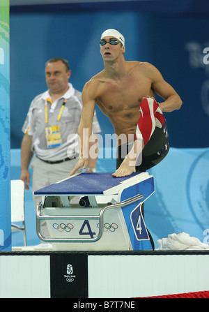 Michael Phelps before competing at the Beijing Olympic Games Stock Photo