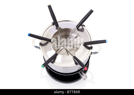 Fondue set isolated on a white background Stock Photo