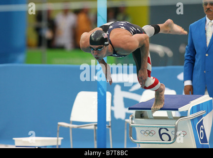 Michael Phelps before competing at the Beijing Olympic Games Stock Photo