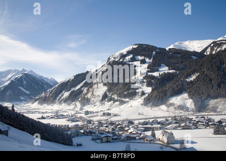 Rauris Austria EU January Looking down on this ski resort town in the Rauriser Sonnen Valley Stock Photo