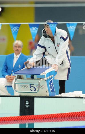 Michael Phelps before competing at the Beijing Olympic Games Stock Photo