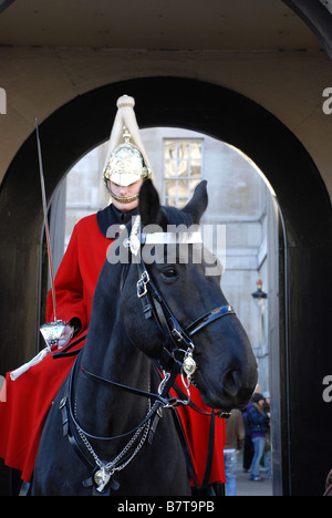 Horseguard on guard, London Stock Photo