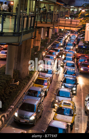 Heavy traffic congestion Pathumwan district in central Bangkok Thailand Stock Photo